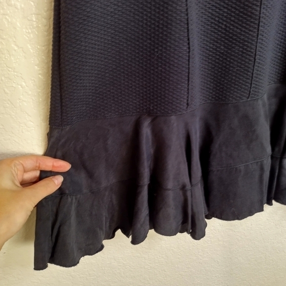 REBECCA TAYLOR Stacy Fit-&-Flare Flounce Black contrast skirt sleeveless Dress 6 - Picture 4 of 10